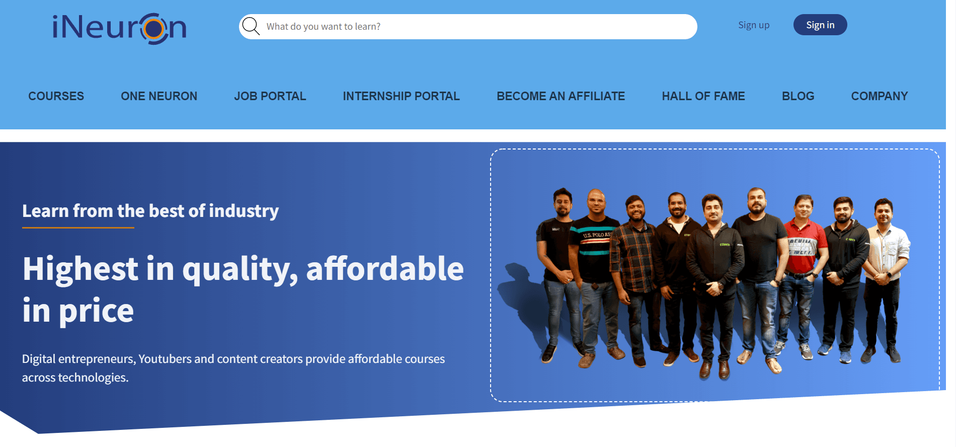 iNeuron Landing Page